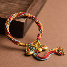 Load image into Gallery viewer, Handwoven Tibetan Style Cotton Rope Reincarnation Jewelry Bracelet Swallowing Gold Beast Hand Rope Bracelet