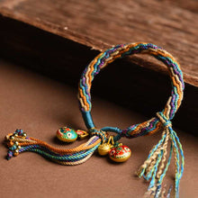 Load image into Gallery viewer, Handwoven Tibetan Style Cotton Rope Reincarnation Jewelry Bracelet Swallowing Gold Beast Hand Rope Bracelet