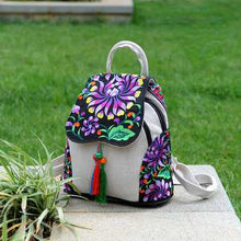 Load image into Gallery viewer, Ethnic Style New Fashion Linen Embroidery Bag Canvas Backpack Fashion Versatile Schoolbag Women's Small Backpack