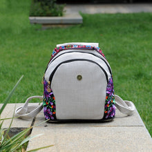Load image into Gallery viewer, Ethnic Style New Fashion Linen Embroidery Bag Canvas Backpack Fashion Versatile Schoolbag Women's Small Backpack