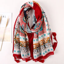 Load image into Gallery viewer, Cotton Scarf Women Large Shawls Pashmina Muslim Hijab Foulard Design Print Lady Beach Stole Head Scarves