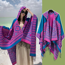 Load image into Gallery viewer, Ethnic Style New Split Shawl Women's Cloak Scarf Thickened Warm Travel Coat Cloak