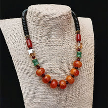 Load image into Gallery viewer, Classic Tibetan Red Blood Beeswax Old Wax Cake Necklace Abacus Bead Collarbone Chain Men's and Women's Ethnic Style Retro Neck Jewelry