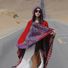 Load image into Gallery viewer, Ethnic Style New Split Shawl Women's Cloak Scarf Thickened Warm Travel Coat Cloak