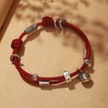 Load image into Gallery viewer, Classic Style Swallowing Gold Beast Woven Bracelet for Girls, Woven Rope Bracelet with Retro Red Rope