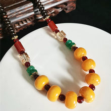 Load image into Gallery viewer, Original Design Classic Tibetan Beeswax Cake Necklace Chicken Oil Yellow Amber Clavicle Chain Female Ethnic Style Retro Neck Jewelry