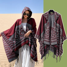 Load image into Gallery viewer, Ethnic Style New Split Shawl Women's Cloak Scarf Thickened Warm Travel Coat Cloak