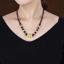 Load image into Gallery viewer, Vintage Handmade Ethnic Style Tibetan Short Necklace Feminine Personality Nepal Honey Wax Accessories Pendant Clavicle Chain