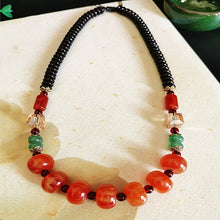 Load image into Gallery viewer, Classic Tibetan Red Blood Beeswax Old Wax Cake Necklace Abacus Bead Collarbone Chain Men's and Women's Ethnic Style Retro Neck Jewelry