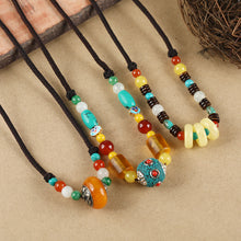 Load image into Gallery viewer, Vintage Handmade Ethnic Style Tibetan Short Necklace Feminine Personality Nepal Honey Wax Accessories Pendant Clavicle Chain