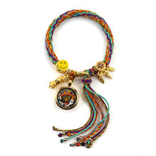 Load image into Gallery viewer, Tibetan Thangka Hand Rope Hand Rubbing Cotton Rope Woven Bracelet Five-way God of Wealth Eye Zakiram Green Tara Wenzhu Thangka