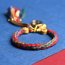 Load image into Gallery viewer, Handmade Woven Tibetan Style Reincarnation Knot Bracelet, Artistic Bracelet, Ethnic Style, Original Year, Red Bracelet