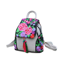 Load image into Gallery viewer, Ethnic Style New Fashion Linen Embroidery Bag Canvas Backpack Fashion Versatile Schoolbag Women's Small Backpack