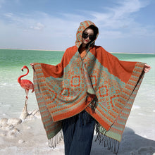 Load image into Gallery viewer, Ethnic Style New Split Shawl Women's Cloak Scarf Thickened Warm Travel Coat Cloak