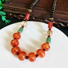 Load image into Gallery viewer, Classic Tibetan Red Blood Beeswax Old Wax Cake Necklace Abacus Bead Collarbone Chain Men's and Women's Ethnic Style Retro Neck Jewelry