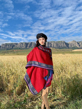 Load image into Gallery viewer, Tibetan Great Retro Totem Red Warm Outer Shawl Women's Scarf Autumn and Winter Cloak Big Cloak