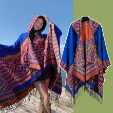 Load image into Gallery viewer, Ethnic Style New Split Shawl Women's Cloak Scarf Thickened Warm Travel Coat Cloak