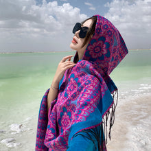 Load image into Gallery viewer, Ethnic Style New Split Shawl Women's Cloak Scarf Thickened Warm Travel Coat Cloak