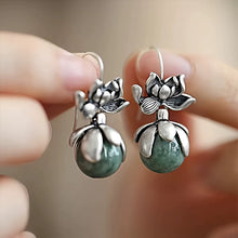 Load image into Gallery viewer, S925 Silver Good Things Lianlian Round Bead Earrings Women's Niche Design Sense Ethnic Style Lotus Anti-Allergy Earrings