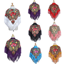 Load image into Gallery viewer, Retro Printed Scarf Winter Boho Shawl Autumn And Winter Warm Cotton Russian Women'S Shawl Ethnic Style Tassel Scarf Shawl 1pc