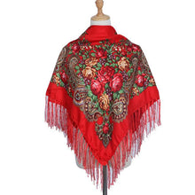 Load image into Gallery viewer, Retro Printed Scarf Winter Boho Shawl Autumn And Winter Warm Cotton Russian Women'S Shawl Ethnic Style Tassel Scarf Shawl 1pc