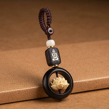 Load image into Gallery viewer, New Buddhism Lotus Flower Keychain Accessories Wooden Buddha Lucky Beads Keyring Pendant Car Bag Key Chain Buddhist Gift
