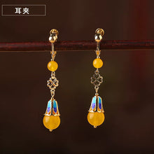 Load image into Gallery viewer, Ethnic Style Long Jade Earrings Retro Temperament Fringed Silver Earrings
