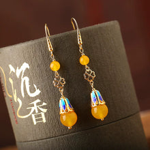 Load image into Gallery viewer, Ethnic Style Long Jade Earrings Retro Temperament Fringed Silver Earrings