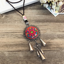 Load image into Gallery viewer, Retro Fashion Ethnic Embroidery Flower Necklace Tassel Pendant Sweater Chain
