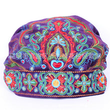 Load image into Gallery viewer, Tibetan Ethnic embroidered headscarf hat leisure retro embroidered hat