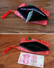Load image into Gallery viewer, Yunnan Ethnic Embroidery Coin Purse Big Peony Women's Cloth Bag Clutch Bag