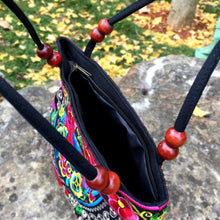 Load image into Gallery viewer, Sun Flower Embroidery Ethnic Travel Women Shoulder Bags Handmade Canvas Wood Beads Handbag - hiblings