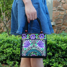 Load image into Gallery viewer, New Tibet National Canvas Women's Bag Flower Small Square Bag Embroidered Double Pull Lock Lady Handbag