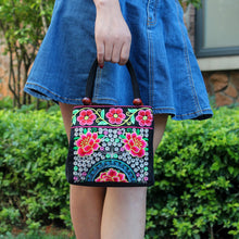 Load image into Gallery viewer, New Tibet National Canvas Women's Bag Flower Small Square Bag Embroidered Double Pull Lock Lady Handbag