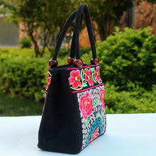 Load image into Gallery viewer, New Tibet National Canvas Women's Bag Flower Small Square Bag Embroidered Double Pull Lock Lady Handbag