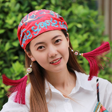 Load image into Gallery viewer, Tibetan Ethnic embroidered headscarf hat leisure retro embroidered hat