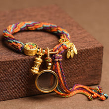 Load image into Gallery viewer, Hand-woven Tibetan wind reincarnation bracelet zakiram green tara yellow god of wealth Manjushri thangka bracelet Tibetan style bracelet