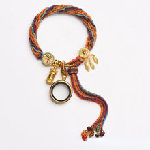 Load image into Gallery viewer, Hand-woven Tibetan wind reincarnation bracelet zakiram green tara yellow god of wealth Manjushri thangka bracelet Tibetan style bracelet