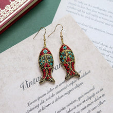 Load image into Gallery viewer, Minority design Nepal copper fish Tibetan handmade necklace men's and women's ethnic style retro temperament simple Earring Set