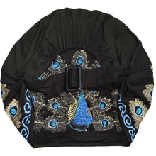 Load image into Gallery viewer, National style embroidered thin cotton and linen hat Women's hat Peacock embroidered hat Tie scarf hat
