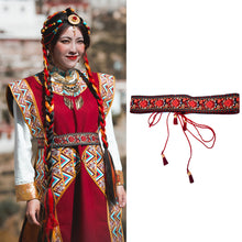 Load image into Gallery viewer, Bandwidth waist seal ethnic style Tibetan clothes robe with string waist chain retro embroidery women's national style
