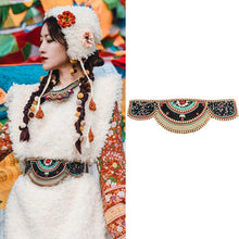 Load image into Gallery viewer, Retro Ethnic Tibetan Clothing Belt Elastic Waist Belt Turquoise Beading Accessories Tibetan Robe Lady Belt
