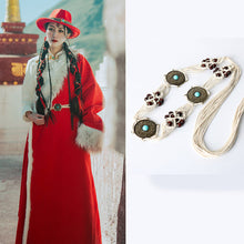 Load image into Gallery viewer, Retro Ethnic Tibetan Clothing Belt Elastic Waist Belt Turquoise Beading Accessories Tibetan Robe Lady Belt