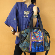 Load image into Gallery viewer, Original Ethnic Style, National Fashion, Retro Literature and Art Embroidery Tassel Single Shoulder Messenger Bag, Large Capacity Travel Cowboy Bag