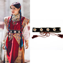 Load image into Gallery viewer, Bandwidth waist seal ethnic style Tibetan clothes robe with string waist chain retro embroidery women's national style
