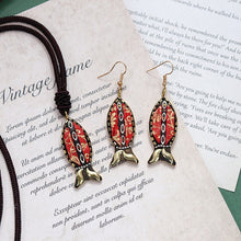 Load image into Gallery viewer, Minority design Nepal copper fish Tibetan handmade necklace men's and women's ethnic style retro temperament simple Earring Set
