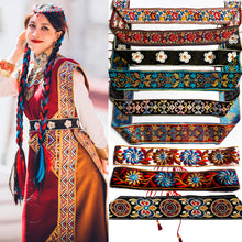 Load image into Gallery viewer, Bandwidth waist seal ethnic style Tibetan clothes robe with string waist chain retro embroidery women's national style