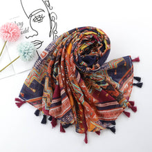 Load image into Gallery viewer, Spring and summer national totem printing long scarf encryption Bali yarn scarf ladies travel sunscreen towel