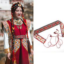 Load image into Gallery viewer, Bandwidth waist seal ethnic style Tibetan clothes robe with string waist chain retro embroidery women's national style