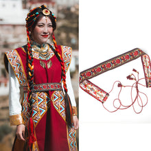 Load image into Gallery viewer, Bandwidth waist seal ethnic style Tibetan clothes robe with string waist chain retro embroidery women's national style